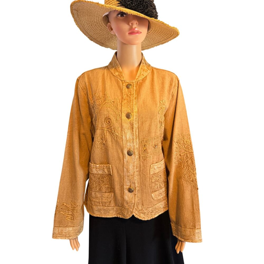 Vintage Embroidered Cotton Jacket, Women's Size L